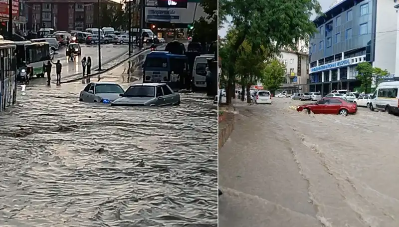 Ankara'da Sağanak Yağış: Sokaklar Göl Olası, Arabalar Sürükleniyor!