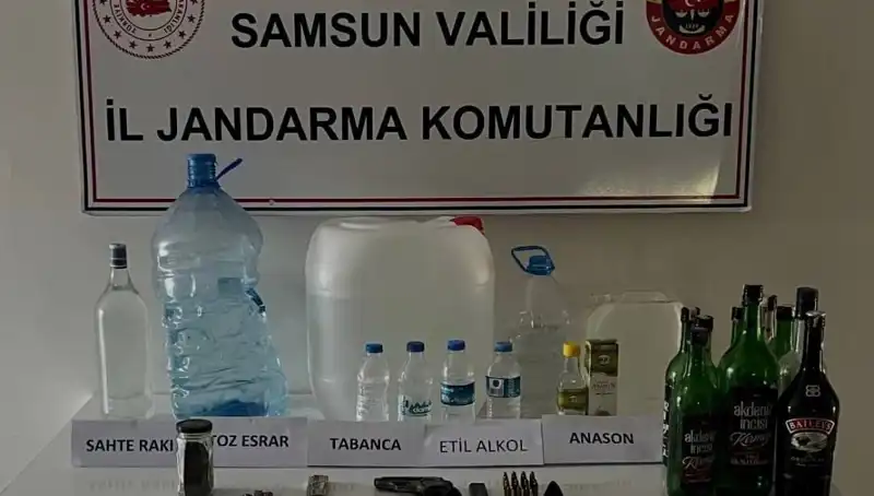 Samsun'da Dev Sahte İçki Operasyonu: Yüzlerce Litre Ele Geçirildi